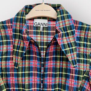 GANNI Plaid Print Mini Dress